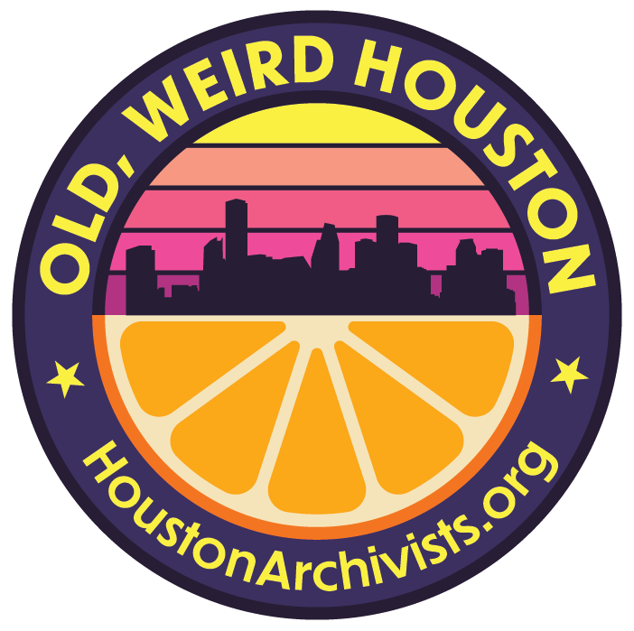 Exclusive sticker for "Old, Weird Houston" for the Archivists of the Houston Area (AHA!). houstonarchivists.org. Designed by Laura Ramirez